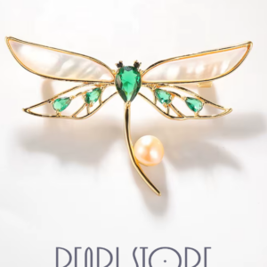 Брошь Pearl Dragonfly с розовой жемчужиной
