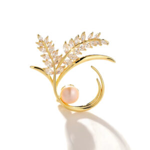 Брошь Pearl Laurel с розовой жемчужиной