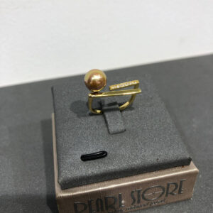 Кольцо Linea Min серия Bauhaus с Shell Pearl 8mm Champagne Gold