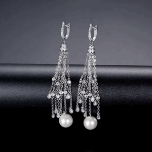 Серьги-водопад с белым Shell Pearl