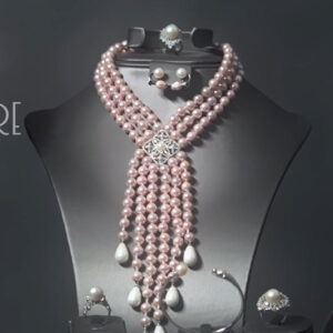 Лариат Аврора с белым и розовым Shell Pearl