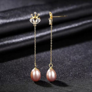 Длинные серьги Crown с лавандовым жемчугом