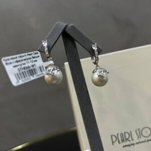Красивые серьги Pearl Galanthus с сферическим белым жемчугом 11-12 мм